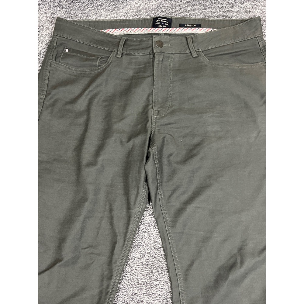Ben Sherman Mens 36x30 Slim Fit Stretch Chino Pants Olive Green 5-Pocket Pant